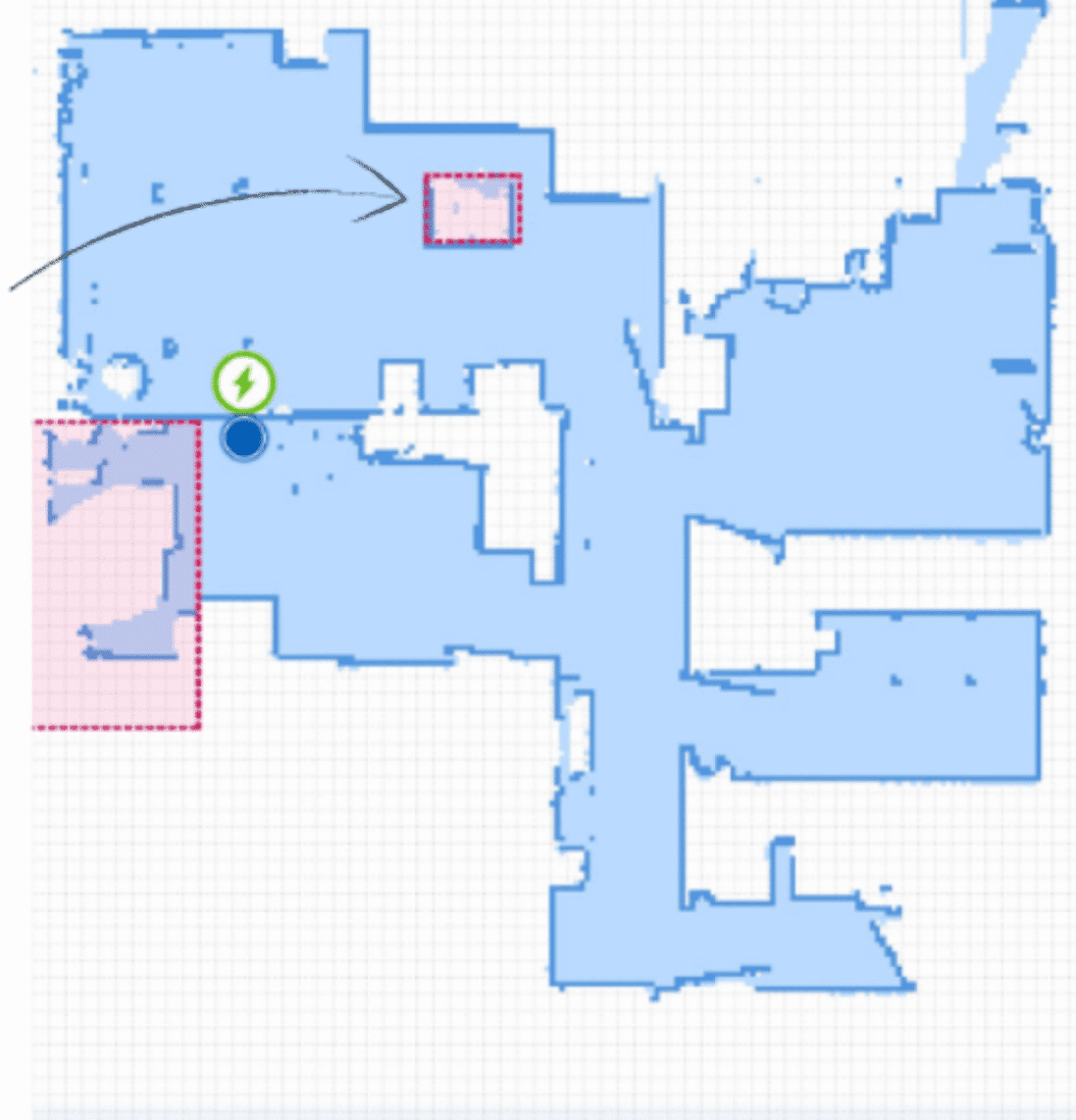 The Ecovacs Deebot OZMO 950 detects and marks a carpet as an area in the mobile phone app.